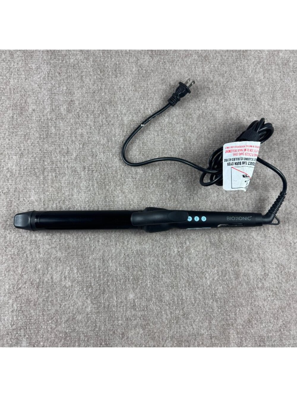 BIO IONIC Long Barrel Curling Iron Styler 1.25-Inch Black Nanoionic Beachy Waves